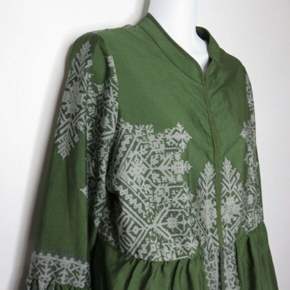 Anthropologie Konrad Joseph Semi Sheer Peasant Blouse M Green Gray Boho Chic - Picture 4 of 9